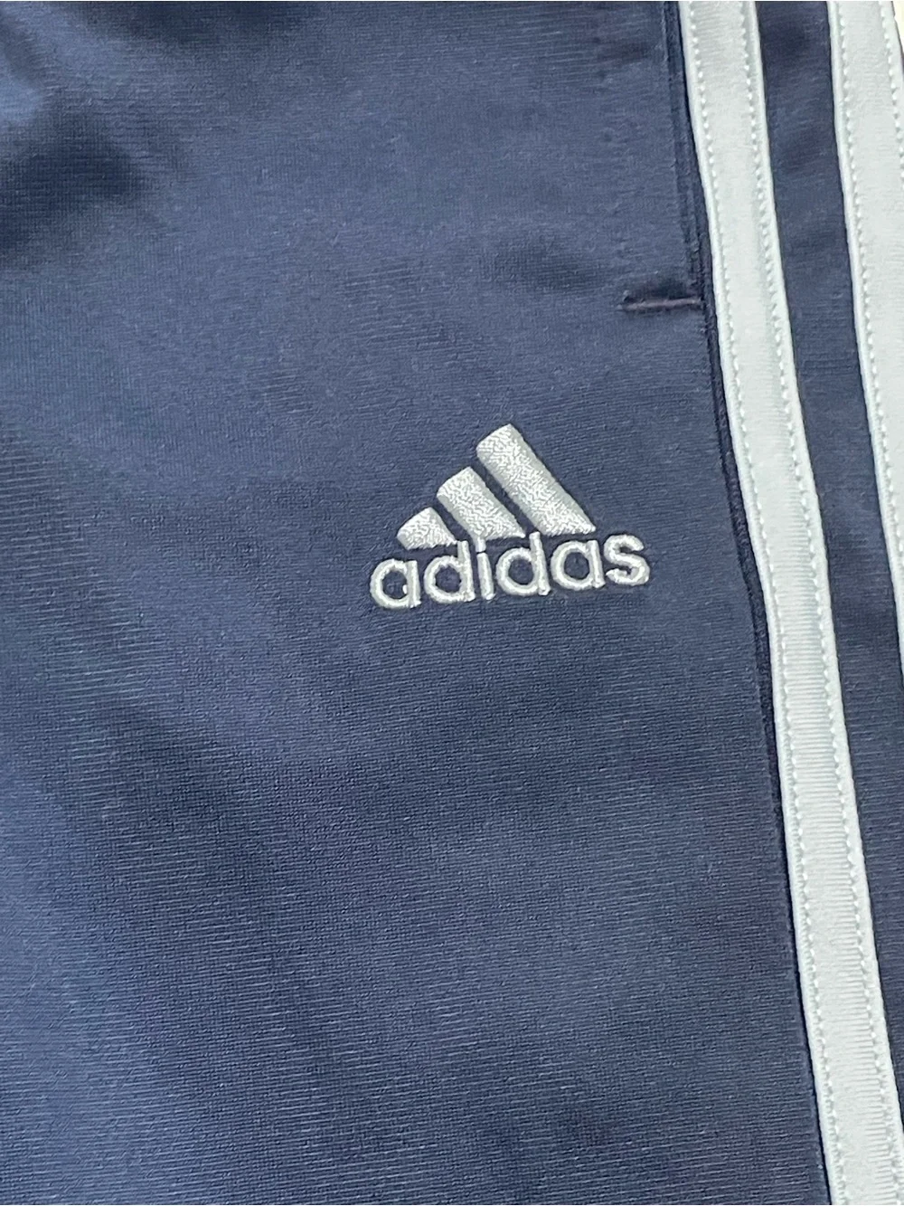 adidas Kids Navy Joggers with Light Gray Stripes